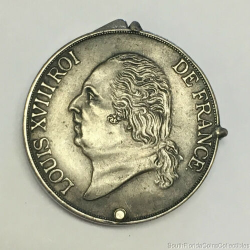 Antique 1823 France 5 Franc Silver Coin Folding Compact Mirror