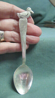 Vintage  900 Silver Baby Spoon with Duck on Handle