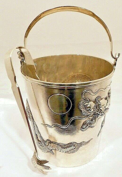 A Chinese Export silver “Dragon” ice bucket by Nanking Silver, Nanking.