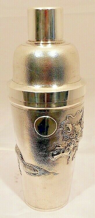 A Chinese Export silver 'Dragon” cocktail shaker by Nanking Silver, Nanking