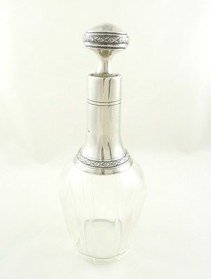 ANTIQUE FRENCH STERLING SILVER  CRYSTAL LIQUOR DECANTER  / CORDIALS .950 BARWARE