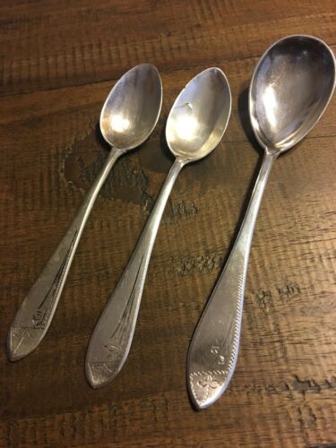 Old 3pcs Antique German 800 Silver Spoons Engraved Handle
