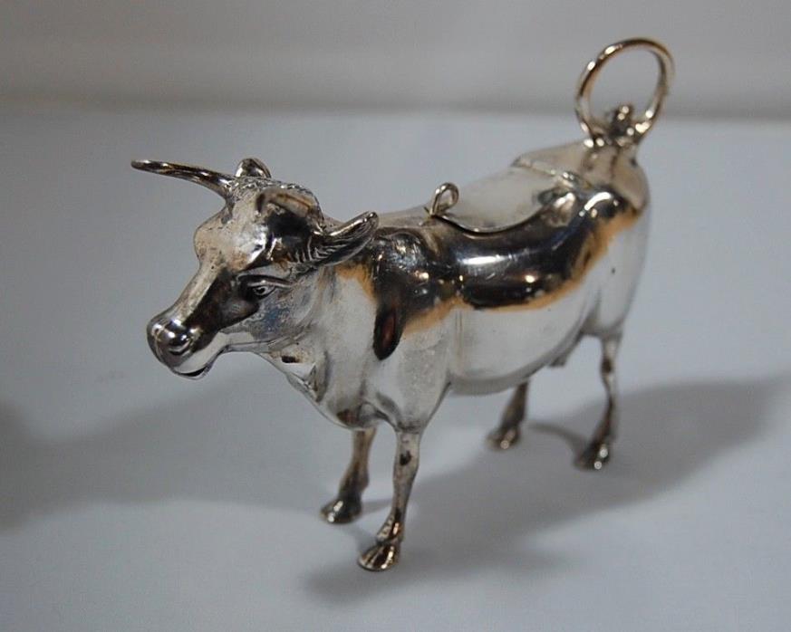 Antique German Sterling Silver Cow Creamer - Berthold Mueller, Hallmarked
