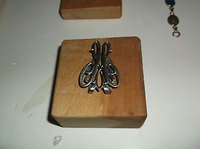 ANTIQUE SCROLLED GERMAN SILVER CLIP MONOGRAM W OR M  E. & J.B. ESTATE ITEM
