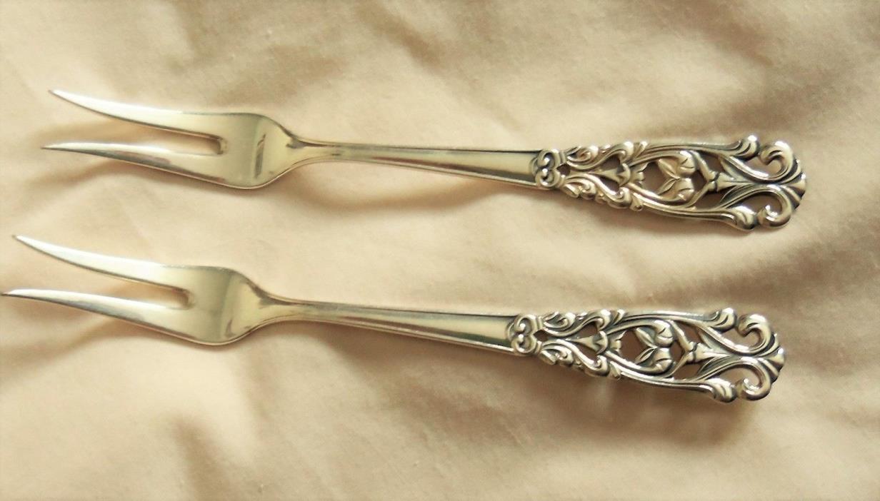 2 Magnus Aase Silver Plated Two Tine Butter Picks  Norway 60 GR.NM Forks