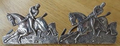 SAMUEL JACOB LONDON 1897 STERLING - 2 POLO PLAYER HORSES MENU  PLACECARD HOLDERS