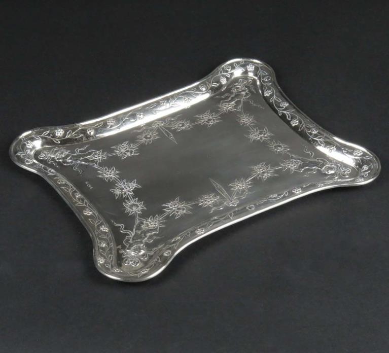 800 solid silver dressing table tray vanity German antique vtg