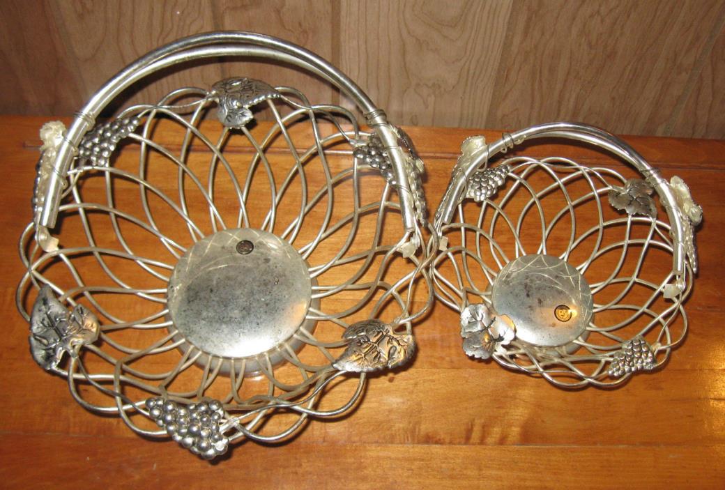 Godinger Silver Art Co-Set of 2 Silver Plated Baskets with leaves/grapes designs