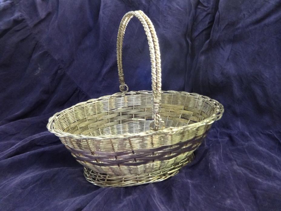 Vintage Sterling Silver plated woven basket