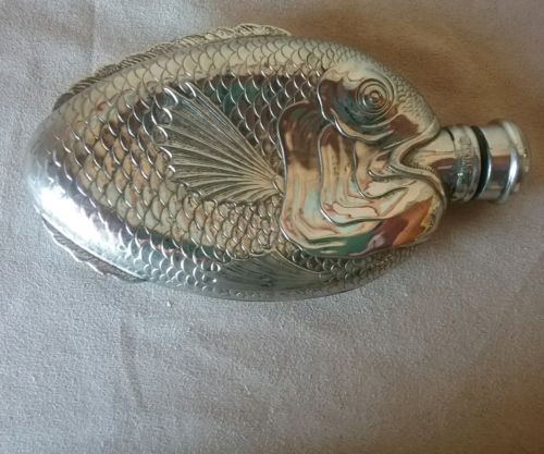 Towle silver plated piranha fish flask