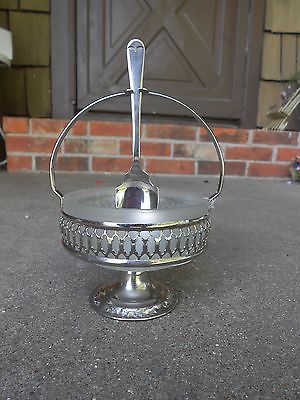 Vintage Silver Plate RELISH DISH Condiment Bowl w SPOON  Sheffield England