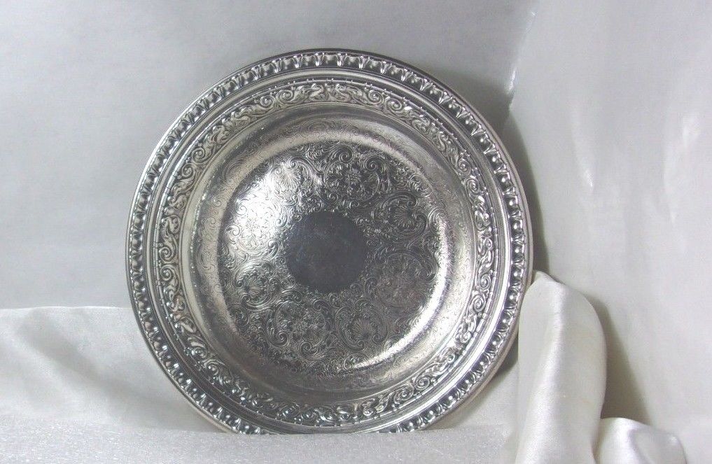 Vintage Silver Reed & Barton 1301 Bon Bon Candy Dish Bowl - Floral Embossed