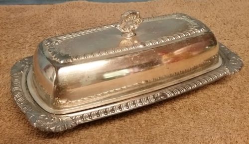 vintage silverplate butter dish