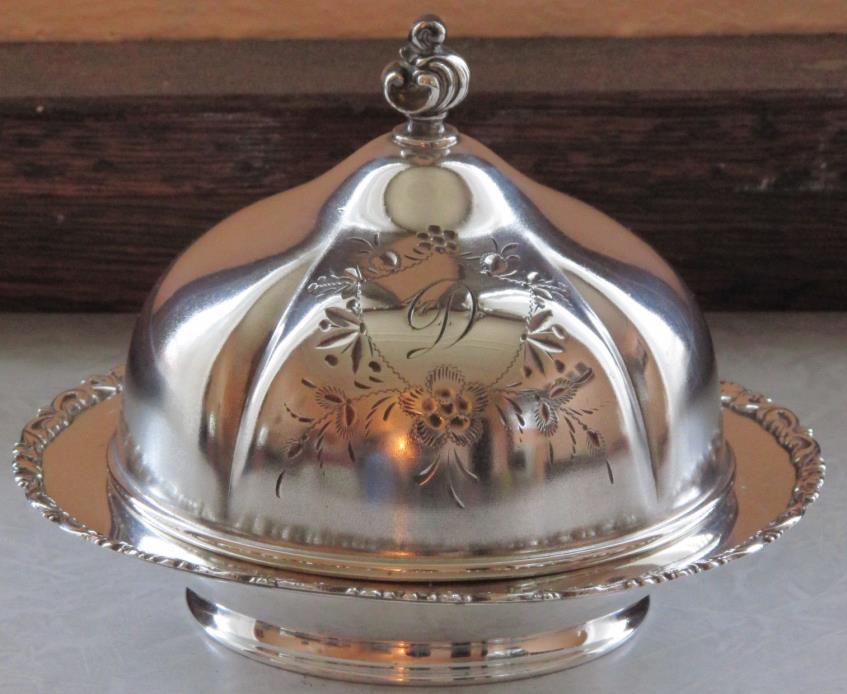 Antique Superior Silver Co Quadruple Plated Domed Butter Dish 3 Part Covered