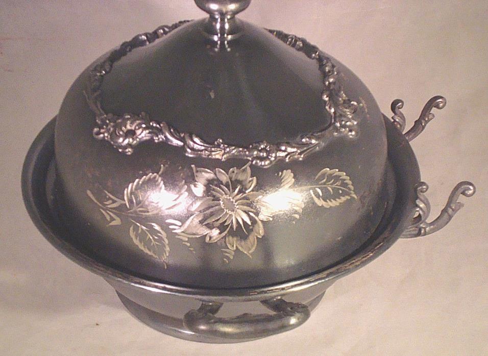 Vintage/Antique Domed Butter Dish Quadruple Plate