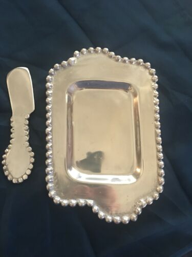 Vintage Silver Dish With Knife