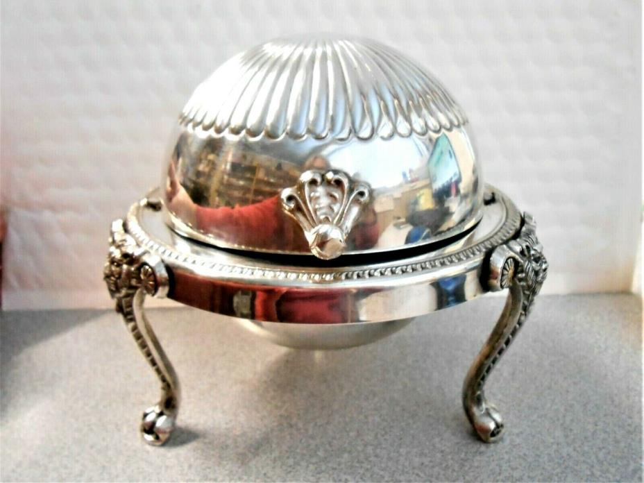 Vintage Metal Silverplate B ROGERS Roll Top BUTTER DISH Server 273 No Liner