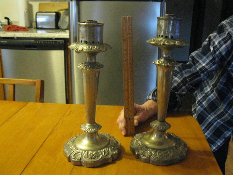 price reduced Victorian  Rose of Sharon Silverplate hallmarked candlesticks