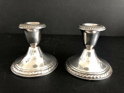 Vintage Pair Gorham Newport Silverplate Weighted Candle Stick Holders