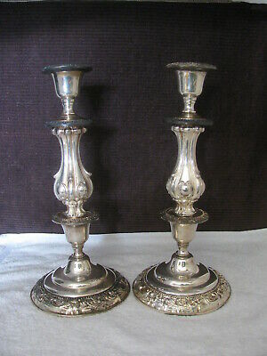 Sheridan Silver Set of Tall 4 Layers Ornate Candlesticks Floral Design