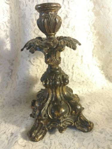 Baroque Metal Carved Ornate Brass Candle Holder Prop Decor Vintage