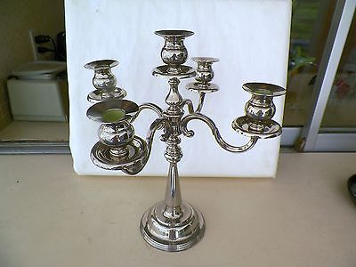 14 1/4'' SILVERPLATED 5 CANDLE CANDALABRA 13'' SPAN
