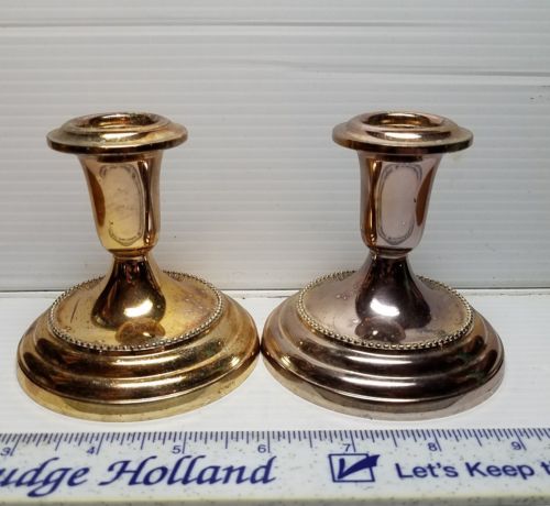 VINTAGE Newport Gorham Silver Plated Candlesticks Great Shape and Patina