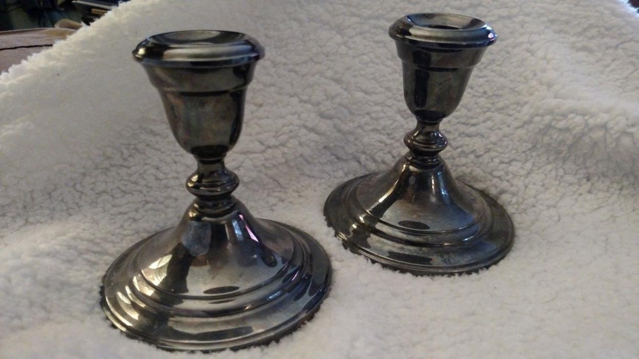 Vtg Antique Pair Gorham Silver Candle stick Holder YC 3000 Weighted table decor