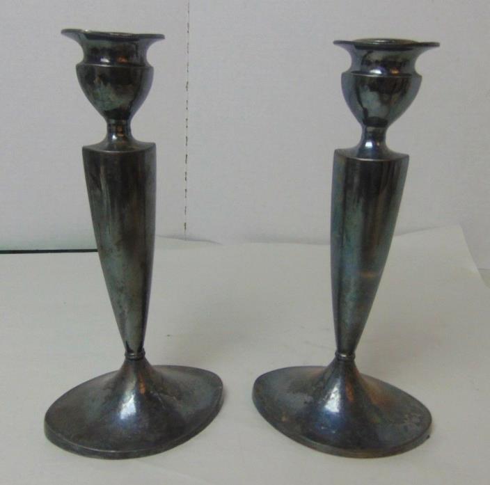 Antique Pairpoint Silver Plated Candlesticks 8