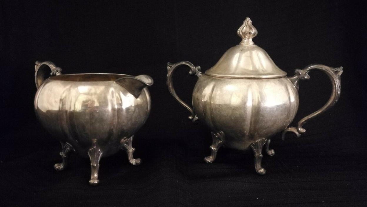 Old  Silver Plated Sugar Bowl  and Creamer Set of two, SHERIDAN