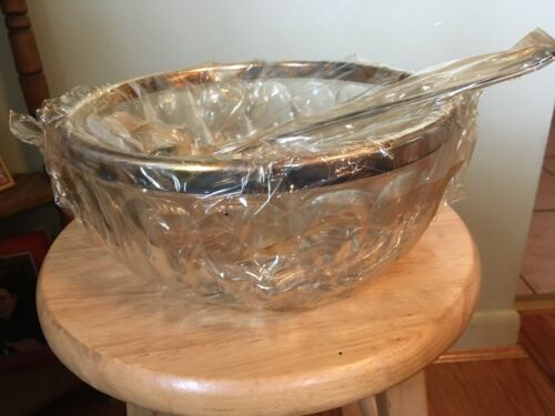 9”SILVER PLATED & CRYSTAL  BOWL & SPOON-VINTAGE NEW