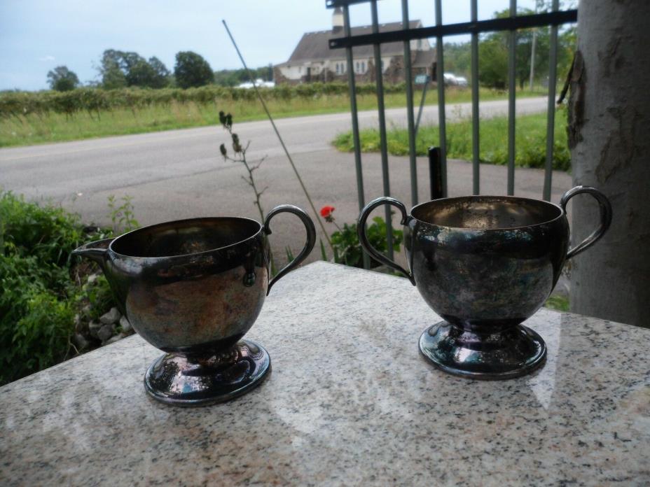 Vintage 1963 Silver Plate Cream Creamer & Sugar Set W.M. Rogers Hamilton Canada