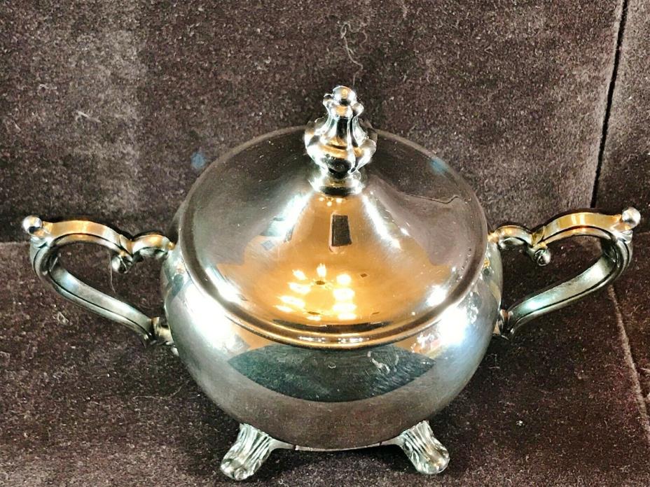 Vintage Silver Plate Ornamental Footed Sugar Bowl with Lid