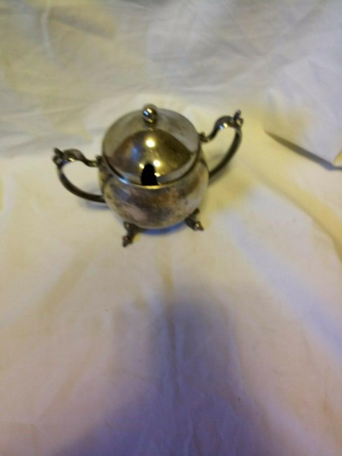 Vintage Four Footed Sterling Silver over Cooper Sugar Bowl with Lid