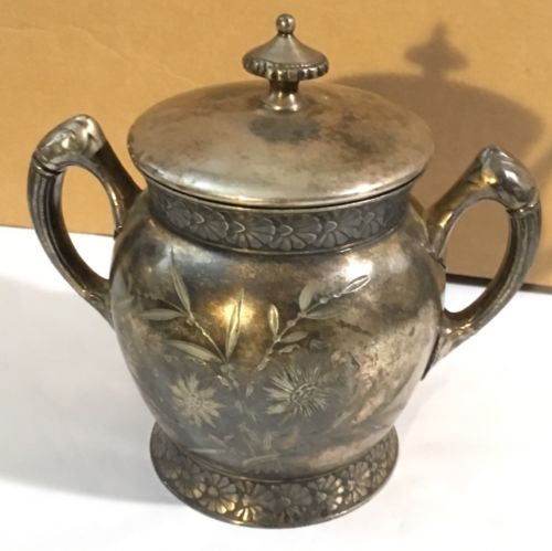ANTIQUE QUADRUPLE SILVER FANCY SUGAR BOWL ~ SIGNED BARBOUR BROS ~ 999