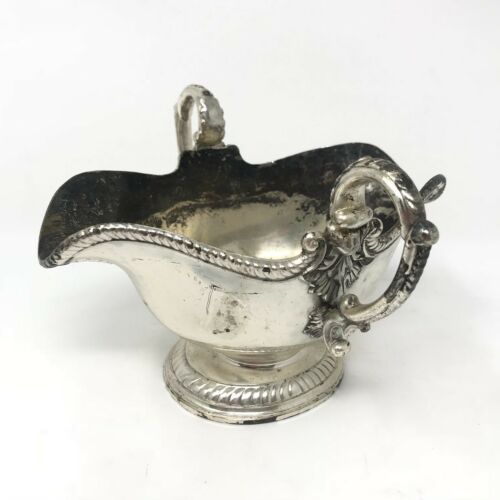 Corbell & Co Vintage Antique Gravy Boat Silverplate Ornate Silver