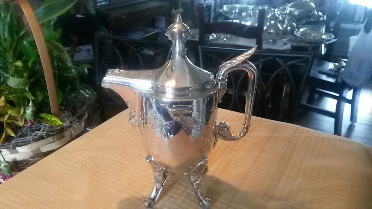 7 in silver plate  Reed & Paper Co 2576 design pot with flying bird embossed