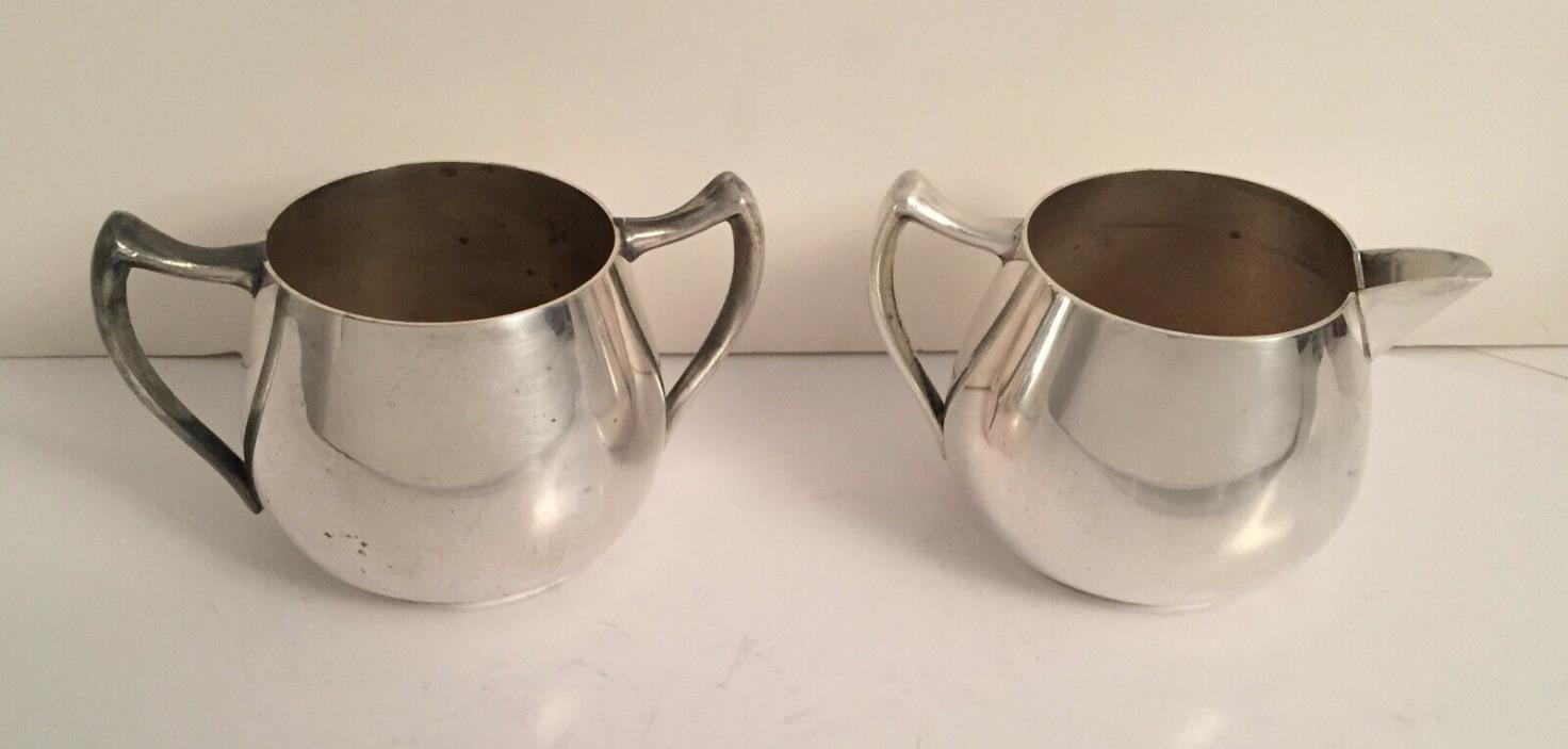 ANTIQUE FB ROGERS SILVER ON COPPER SUGAR BOWL & CREAMER SET – 1082