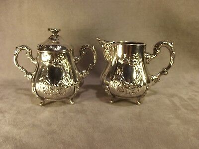 Vintage Cortasa Alpaca Silverplate Creamer and Sugar with Lid