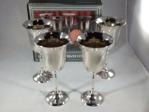 Set of 4 International Silver Company Silverplate Water Wine Goblets 8