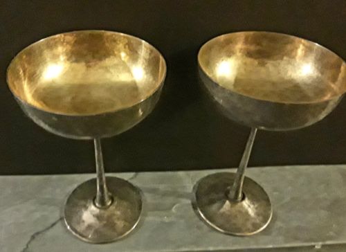 Goblets Silver Plate ITALY champagne EL de Uberti tall pedestal cup