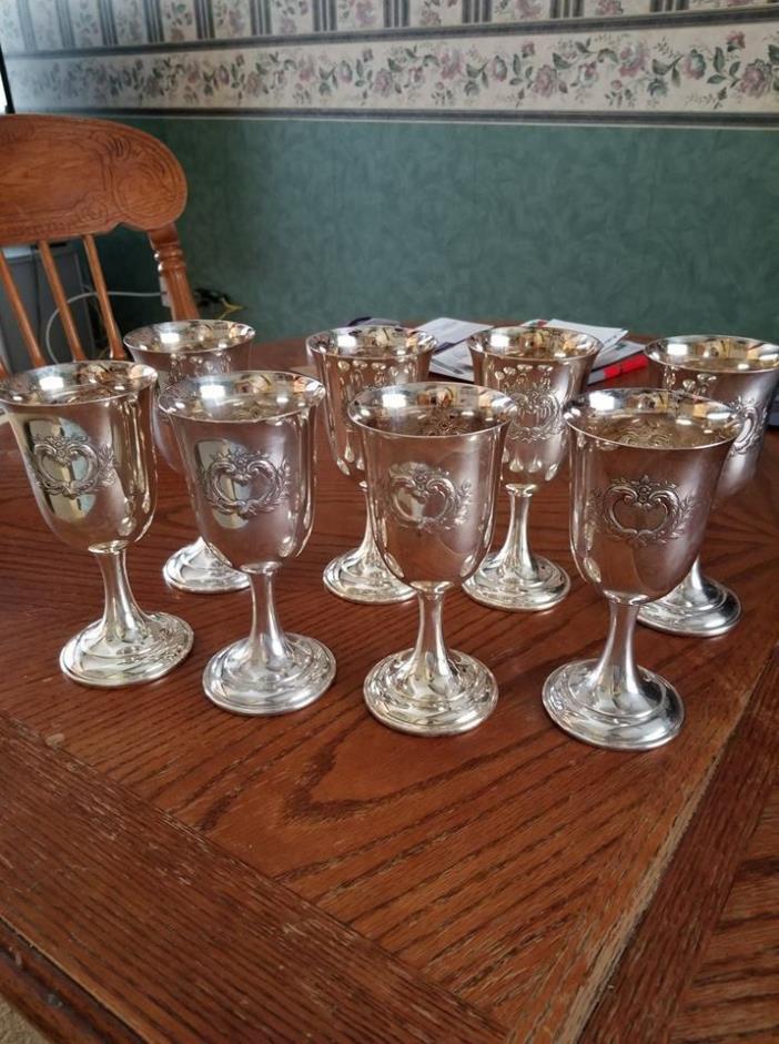 8 Beautiful International WILCOX Silver plated Wine Water Goblet 6 1/2