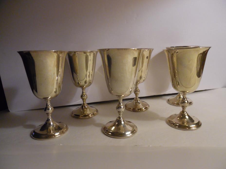 Set of 6 William Adams Silverplate Wine Goblets, Italy