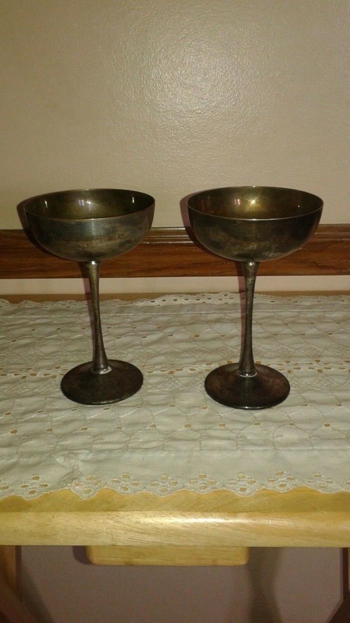 (2) Eales Silver plate Stemmed Goblets 1779 Italy