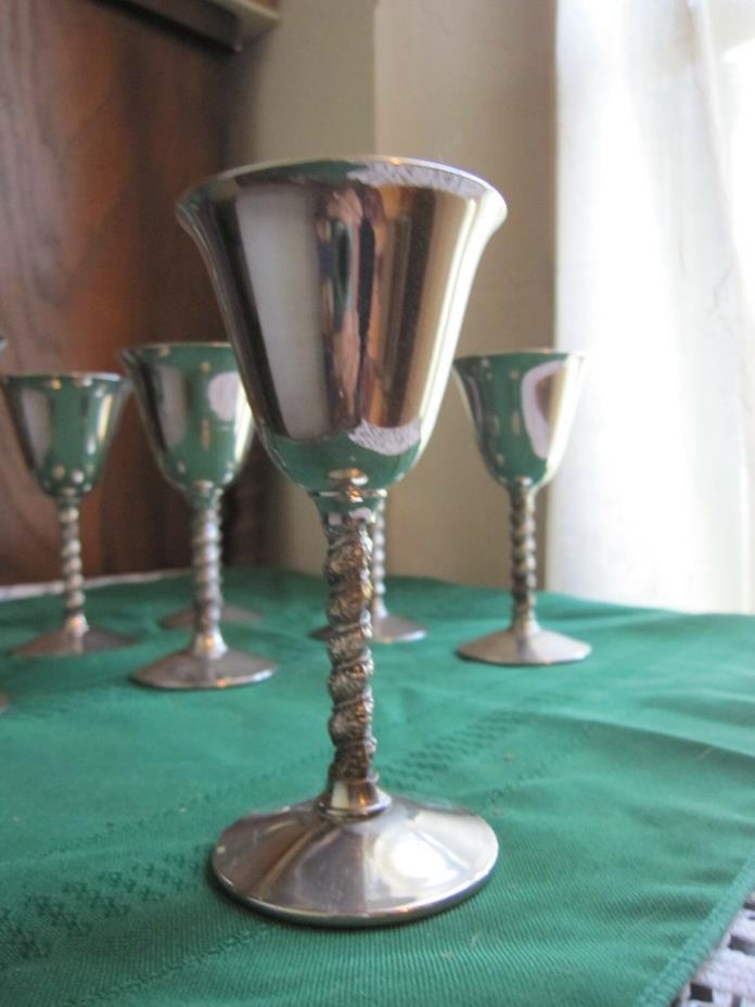 Seven Vintage Antique Silver  F B Rogers Made In Italy Barware Dining glasses