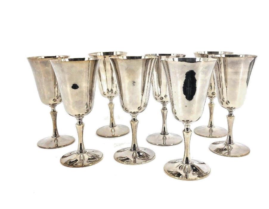 EL DELBERTI ITALY SET OF 8 VINTAGE SILVER PLATE WINE OR WATER GOBLETS 7