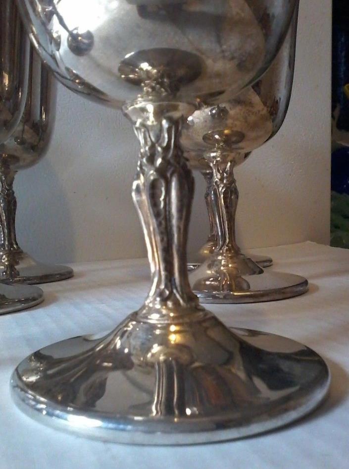 Sheridan EPS Goblets RARE Decorative Pedestal Stem x LOT OF 9 Nine Silver Plate