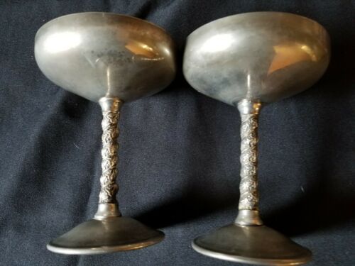 Vintage F.B.Rogers Silverplate Scroll/ Spiral Goblet Set Of 2 marked Italy