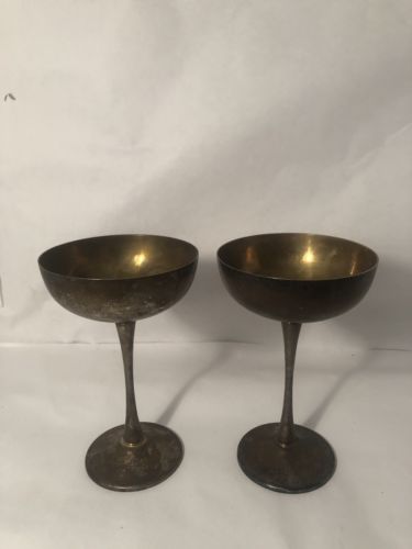 Vintage Eales 1779 Silverplate Italy 2 Goblets Needs Polishing