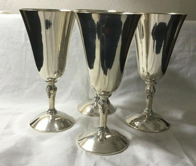 4 VINTAGE PLATOR GOBLETS WINE /WATER GLASSES SILVER PLATED MADE IN SPAIN VGC